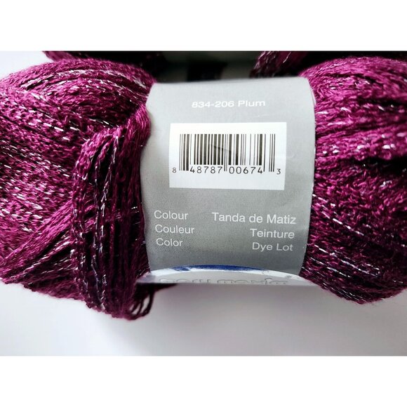 Mary Maxim Fabulous Metallic yarns 3 Plum 834-206 skeins 100 Grams Dye Lot - Picture 5 of 6
